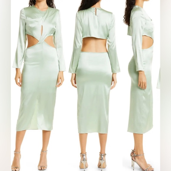 NWT Mother of All Cutout Long Sleeve Stretch Silk Dress- $400